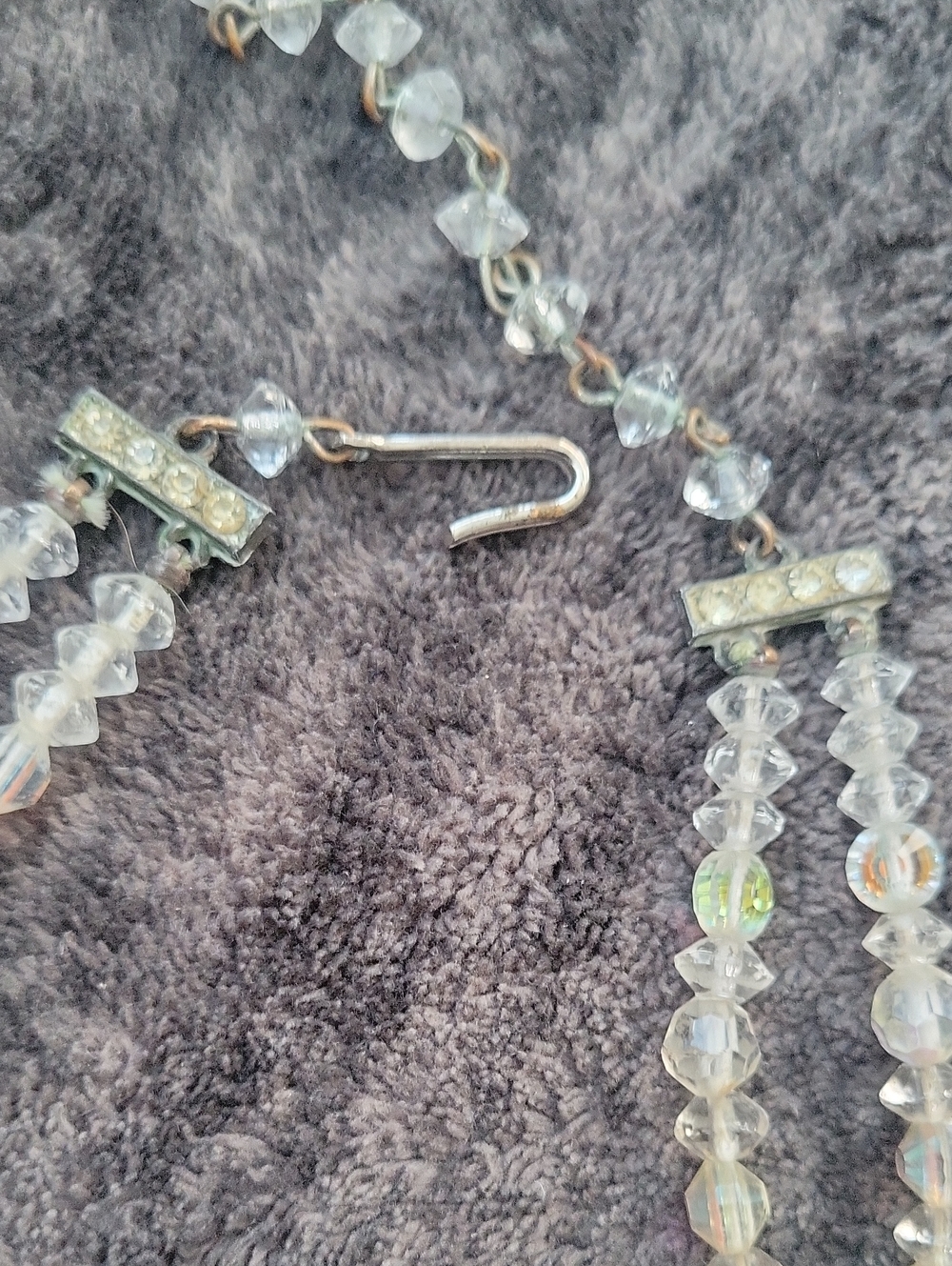 Vtg LOT of 2 AB Rock Crystal Double strand Chokers - Picture 3 of 13